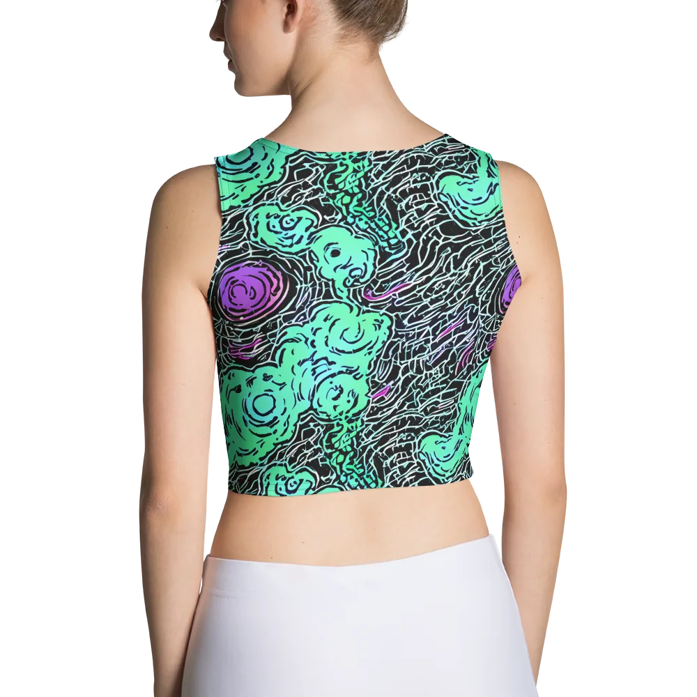 Neon Bloom Static on Crop Top — Back