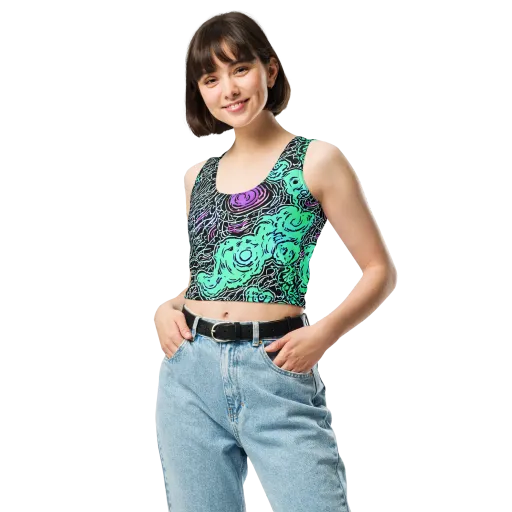 Neon Bloom Static on a Crop Top