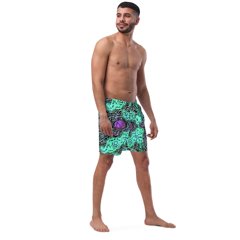Neon Bloom Static on Swim Trunks — Right Front
