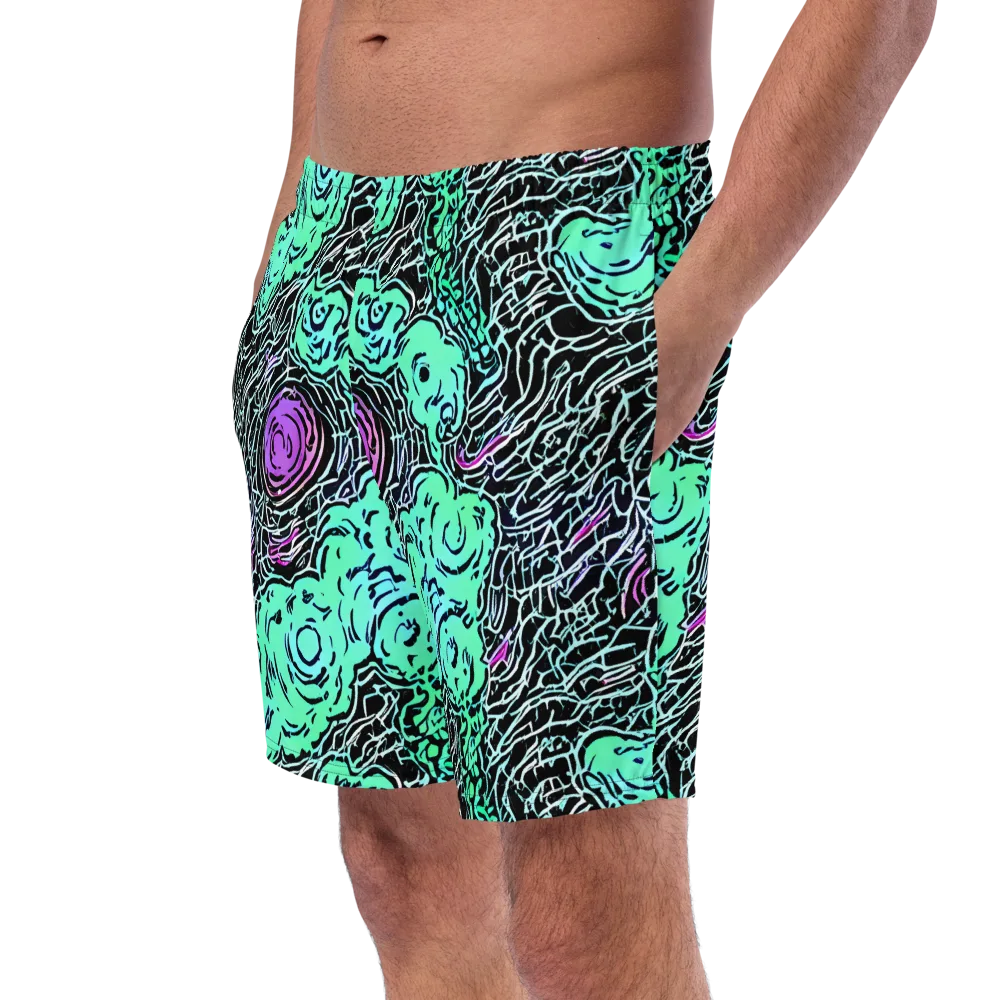 Neon Bloom Static on Swim Trunks — Left Front
