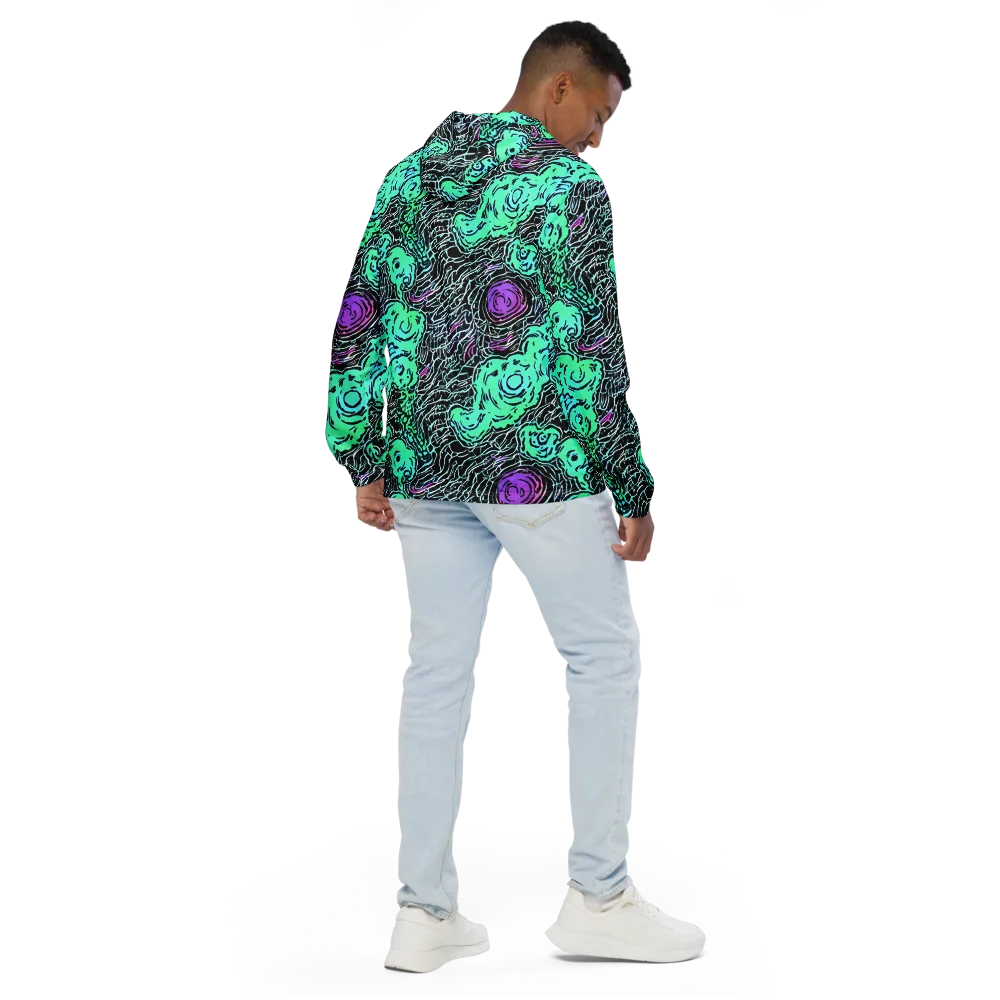 Neon Bloom Static on Men's Windbreaker — Back