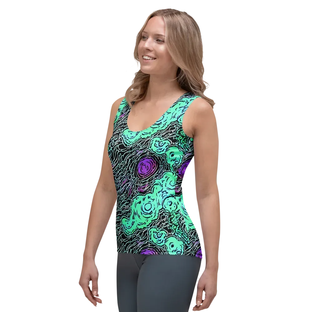 Neon Bloom Static on Women's Tank Top — Left Front