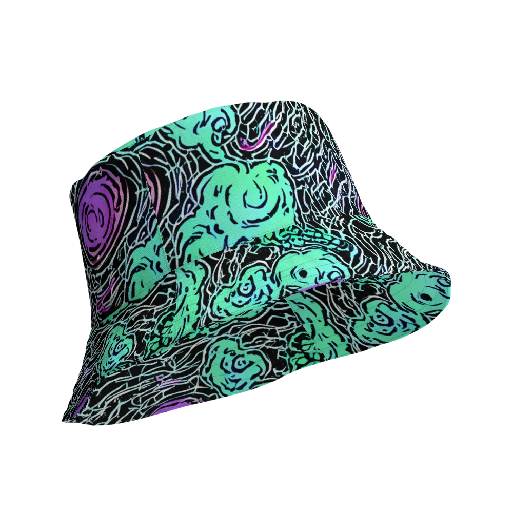 Neon Bloom Static on Reversible Bucket Hat — Product details Outside