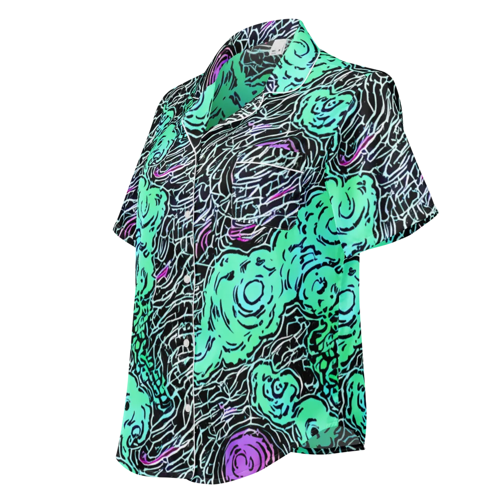Neon Bloom Static on Women's Short Sleeve Pajama Top — Left Front