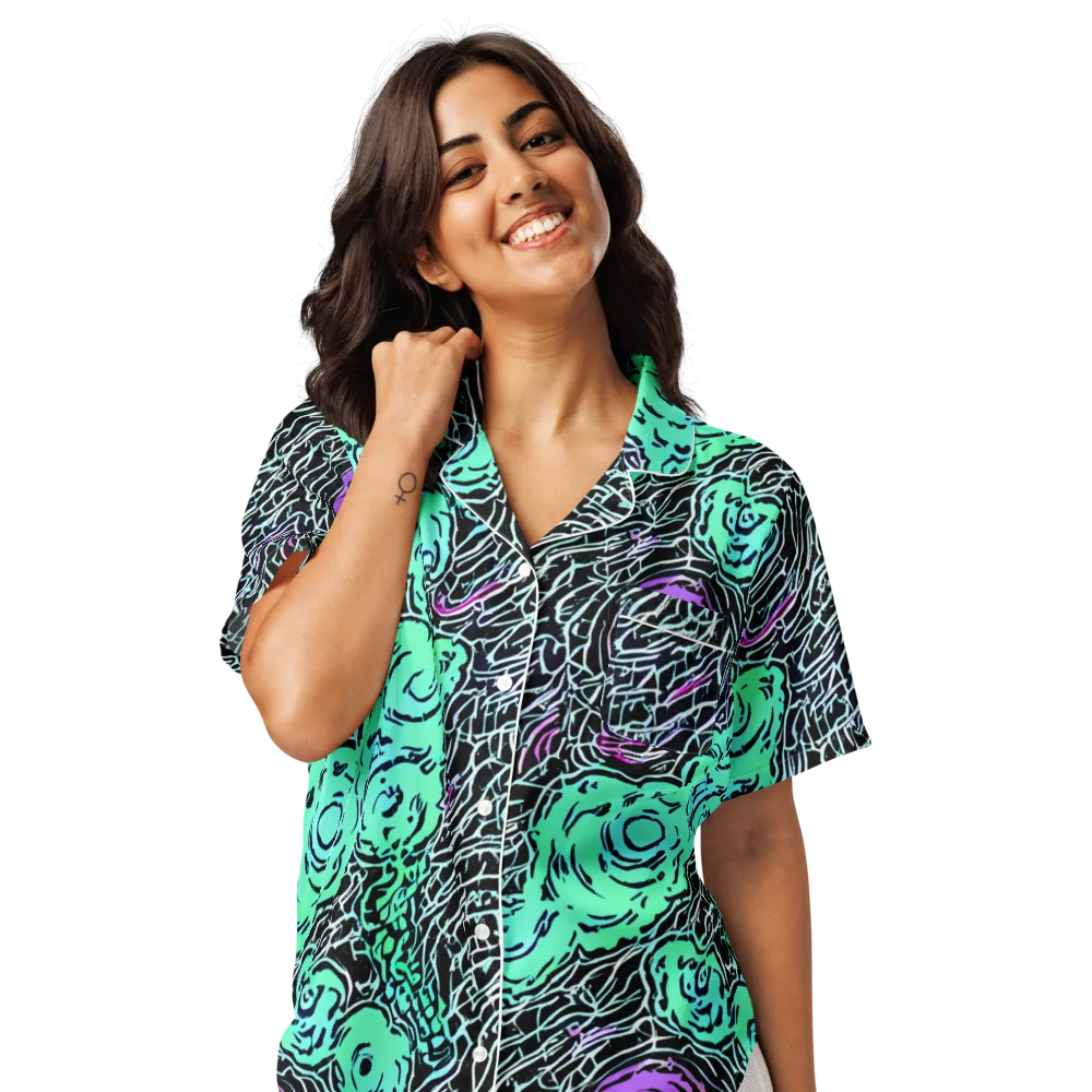 Neon Bloom Static on Women's Short Sleeve Pajama Top — Front