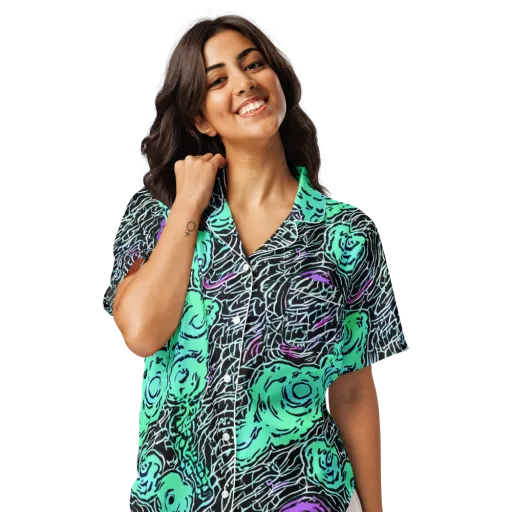 Neon Bloom Static on a Women's Short Sleeve Pajama Top