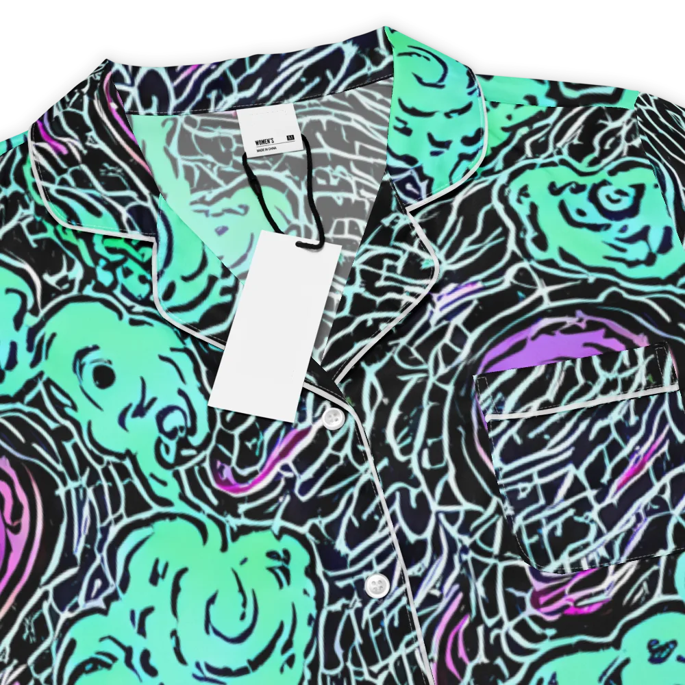 Neon Bloom Static on Women's Short Sleeve Pajama Top — Product details