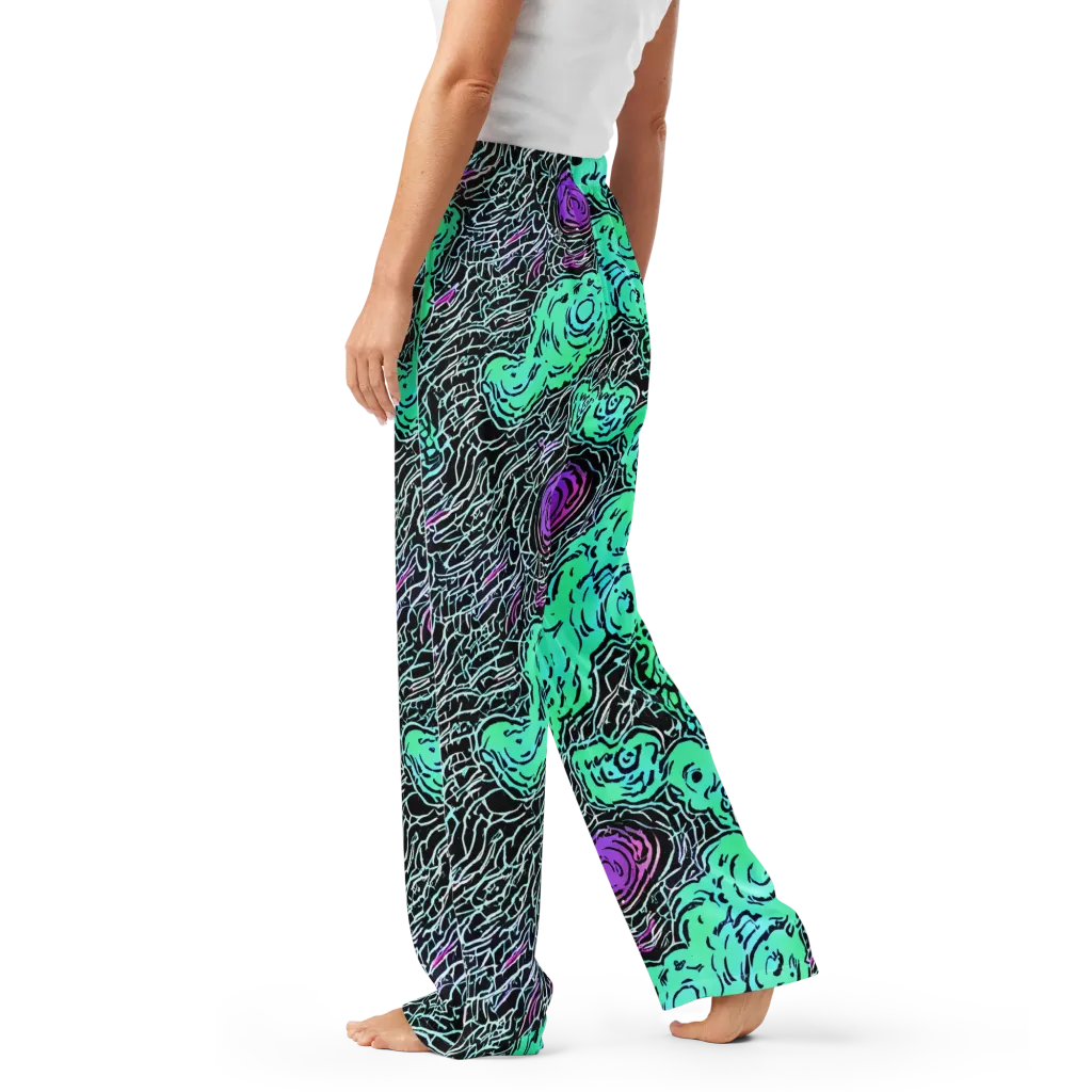 Neon Bloom Static on Women's Pajama Pants — Left