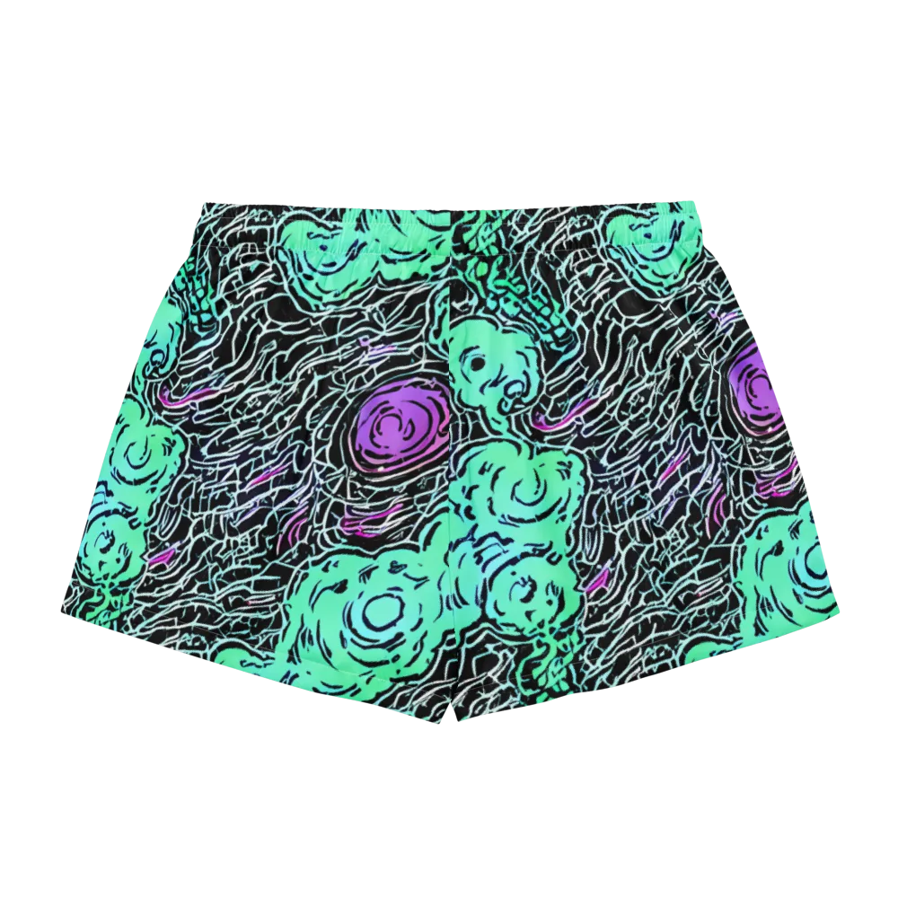 Neon Bloom Static on Women's Pajama Shorts — Back