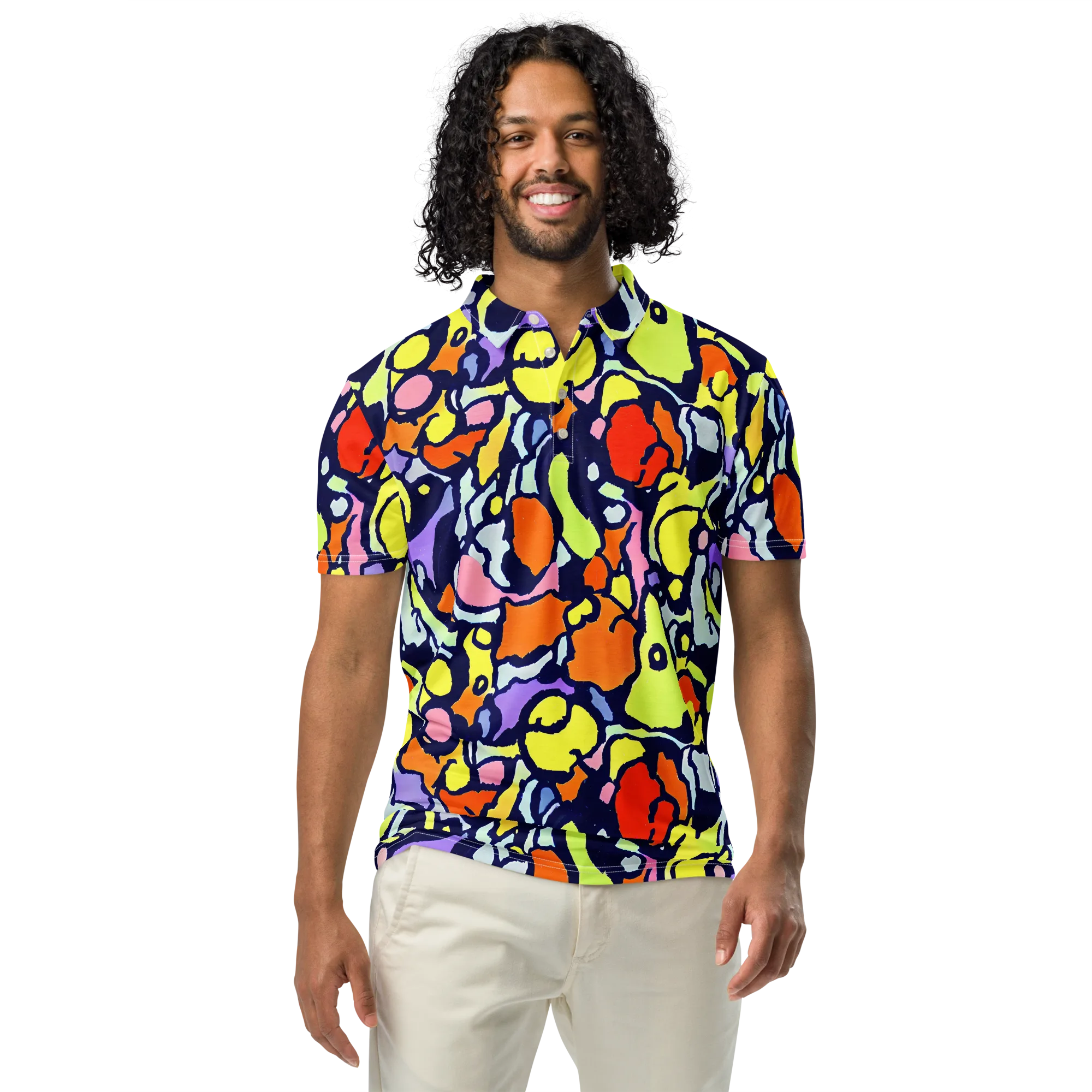 Electric Contour on Men's Slim Fit Polo Shirt — Front