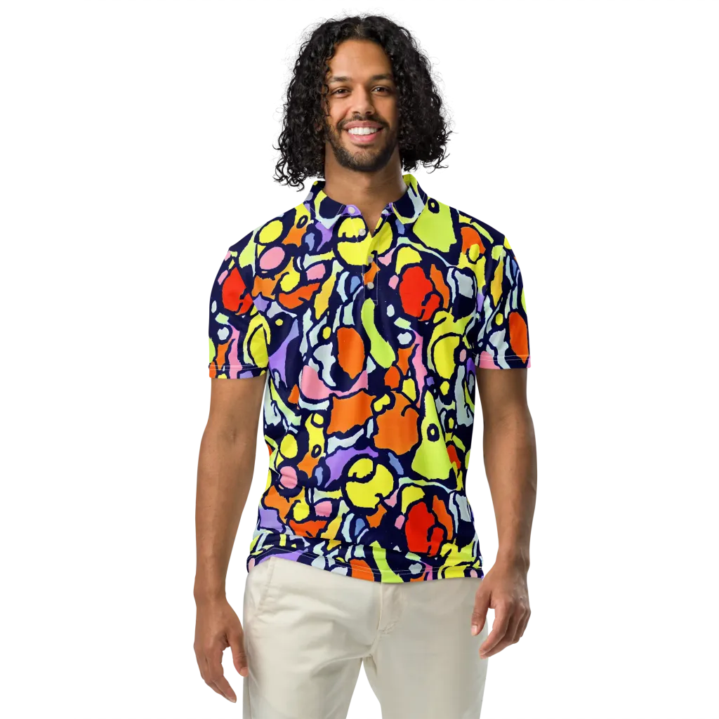 Electric Contour on Men's Slim Fit Polo Shirt — Front