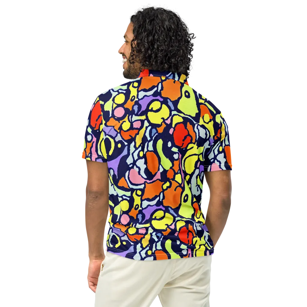 Electric Contour on Men's Slim Fit Polo Shirt — Back