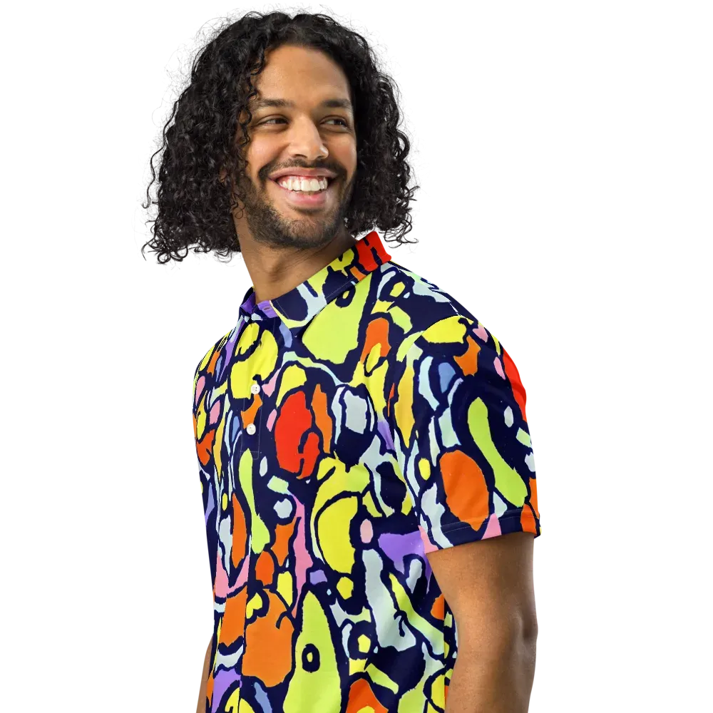 Electric Contour on Men's Slim Fit Polo Shirt — Left Front