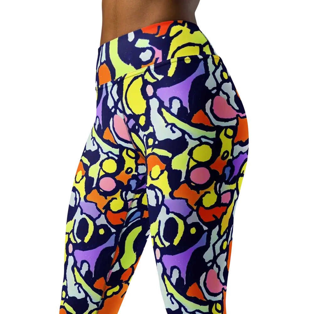 Electric Contour on Yoga Leggings — Left Front