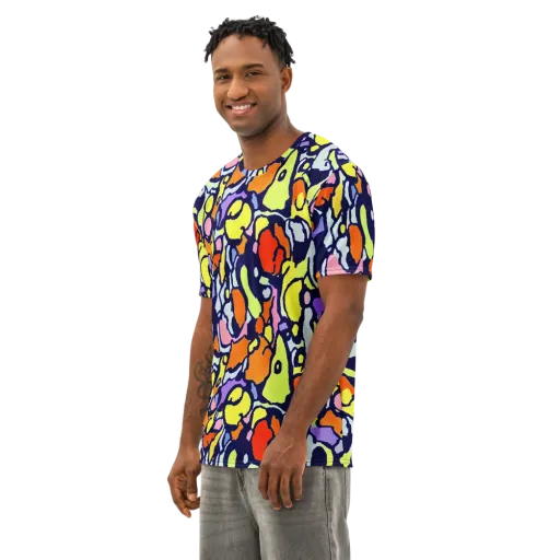 Electric Contour on a Men's Cotton Crew Neck T-Shirt