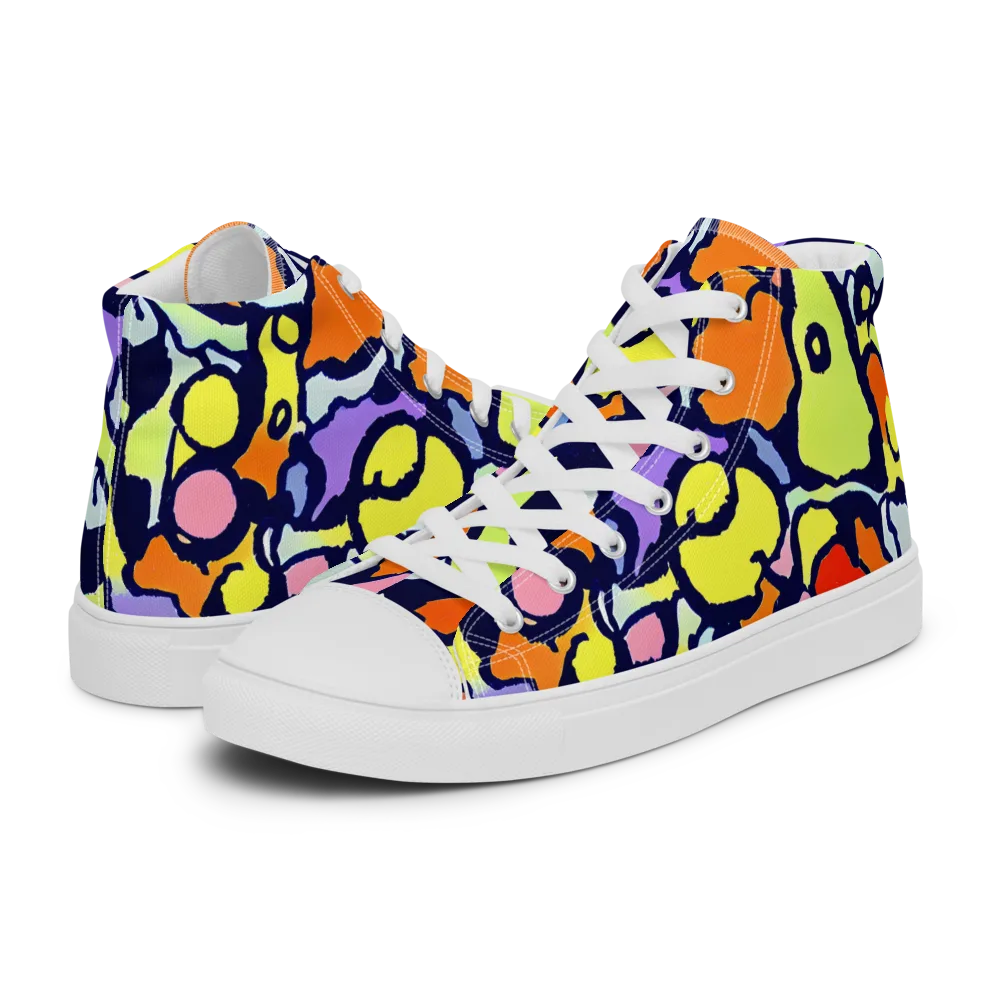 Electric Contour on Men's High Top Canvas Shoes — Left