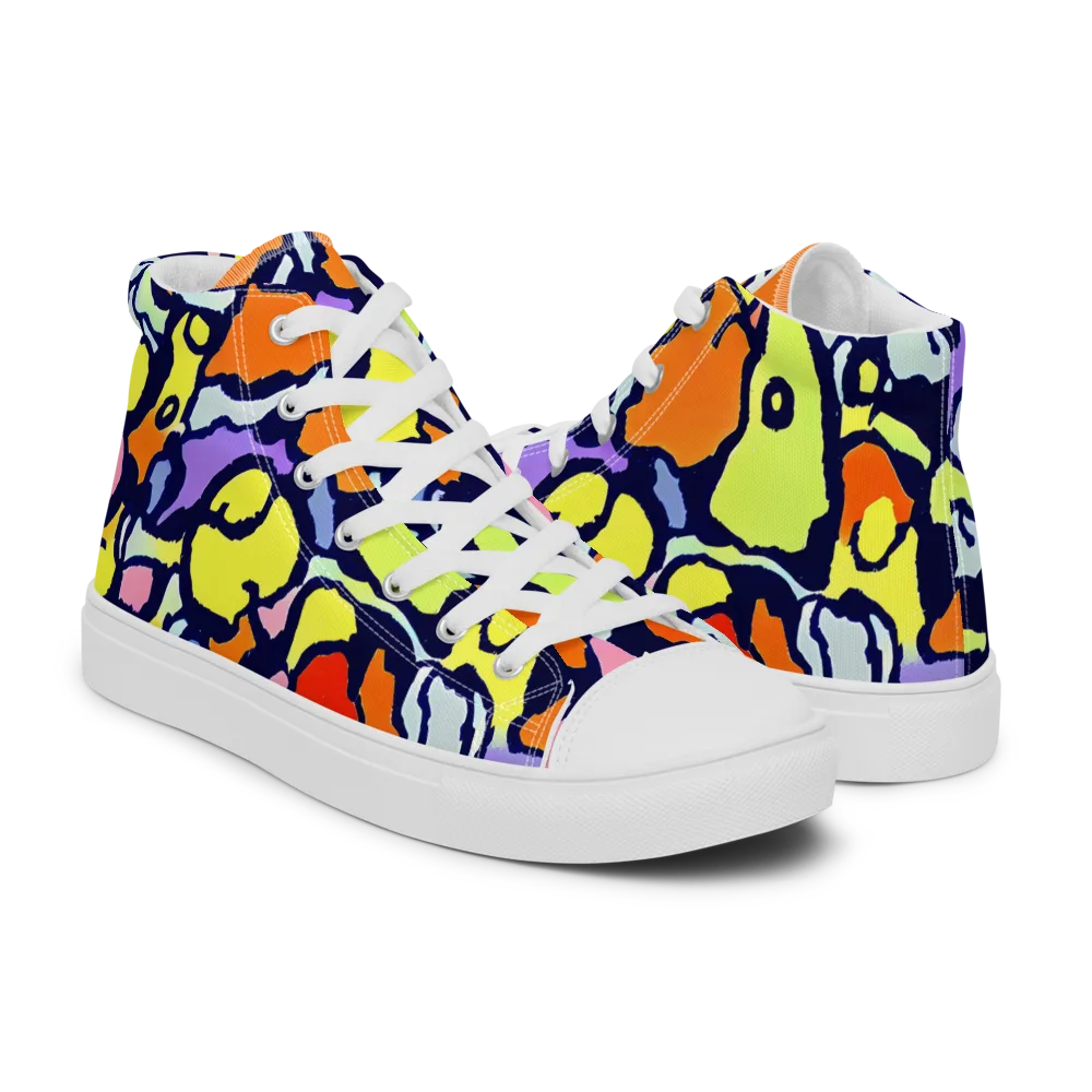 Electric Contour on Men's High Top Canvas Shoes — Right