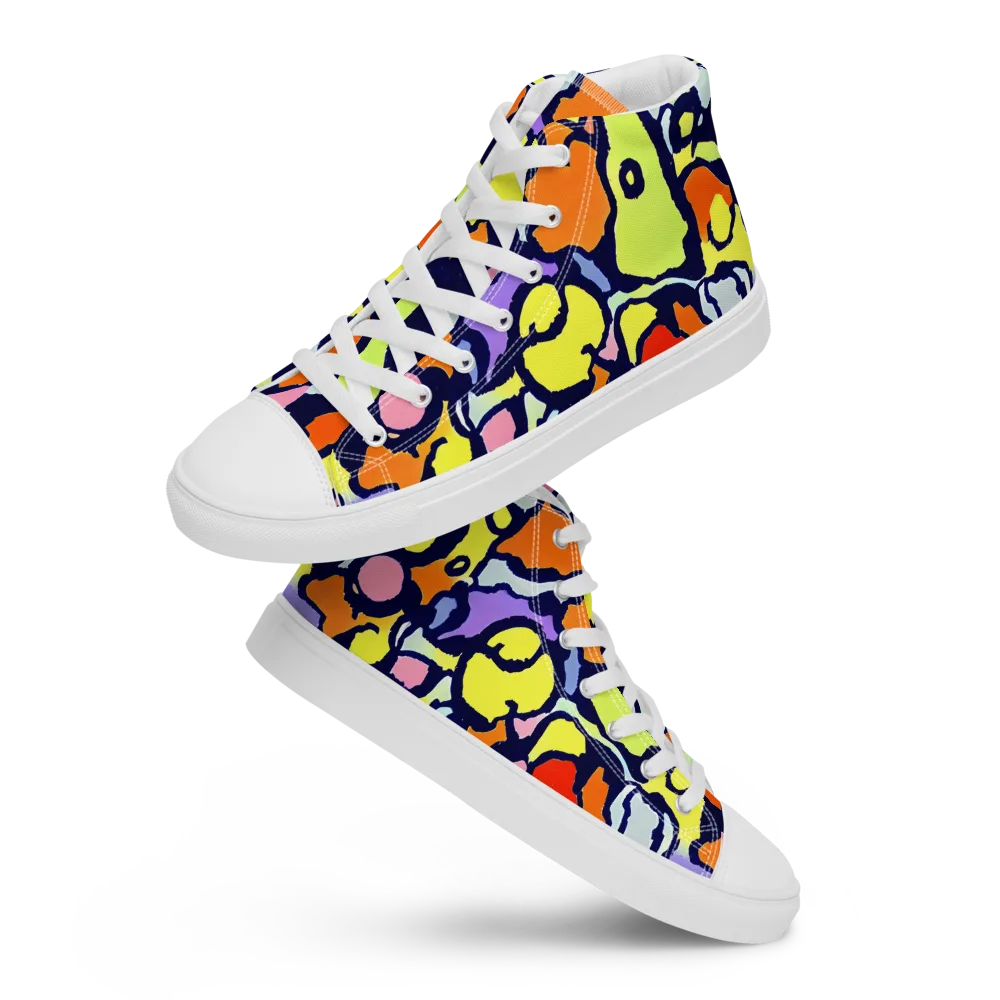 Electric Contour on Men's High Top Canvas Shoes — Front