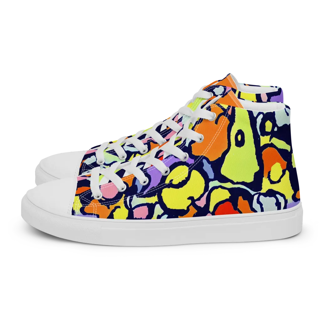 Electric Contour on Women's High Top Canvas Shoes — Left