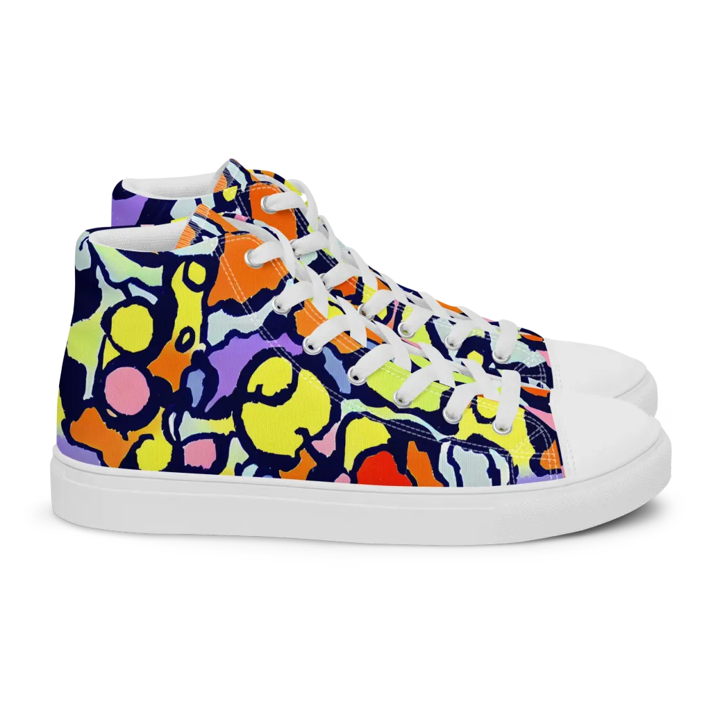 Electric Contour on Women's High Top Canvas Shoes — Right