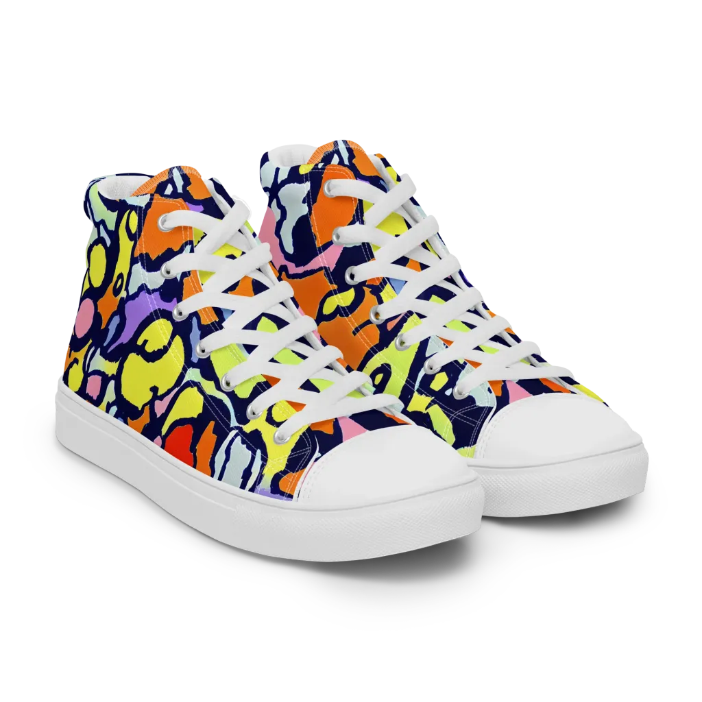 Electric Contour on Women's High Top Canvas Shoes — Right Front