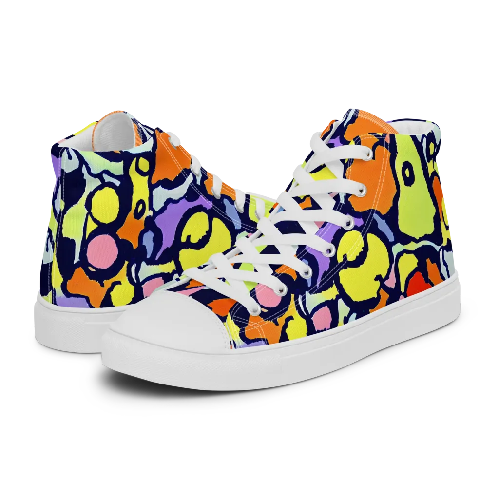 Electric Contour on Women's High Top Canvas Shoes — Left