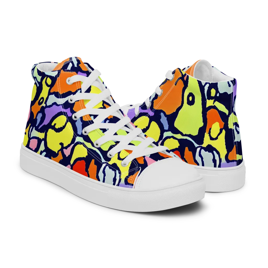 Electric Contour on Women's High Top Canvas Shoes — Right