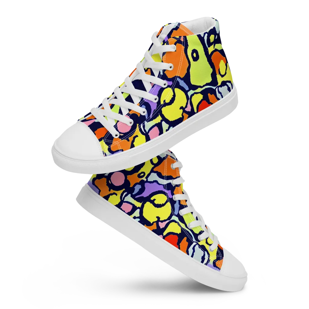 Electric Contour on Women's High Top Canvas Shoes — Front