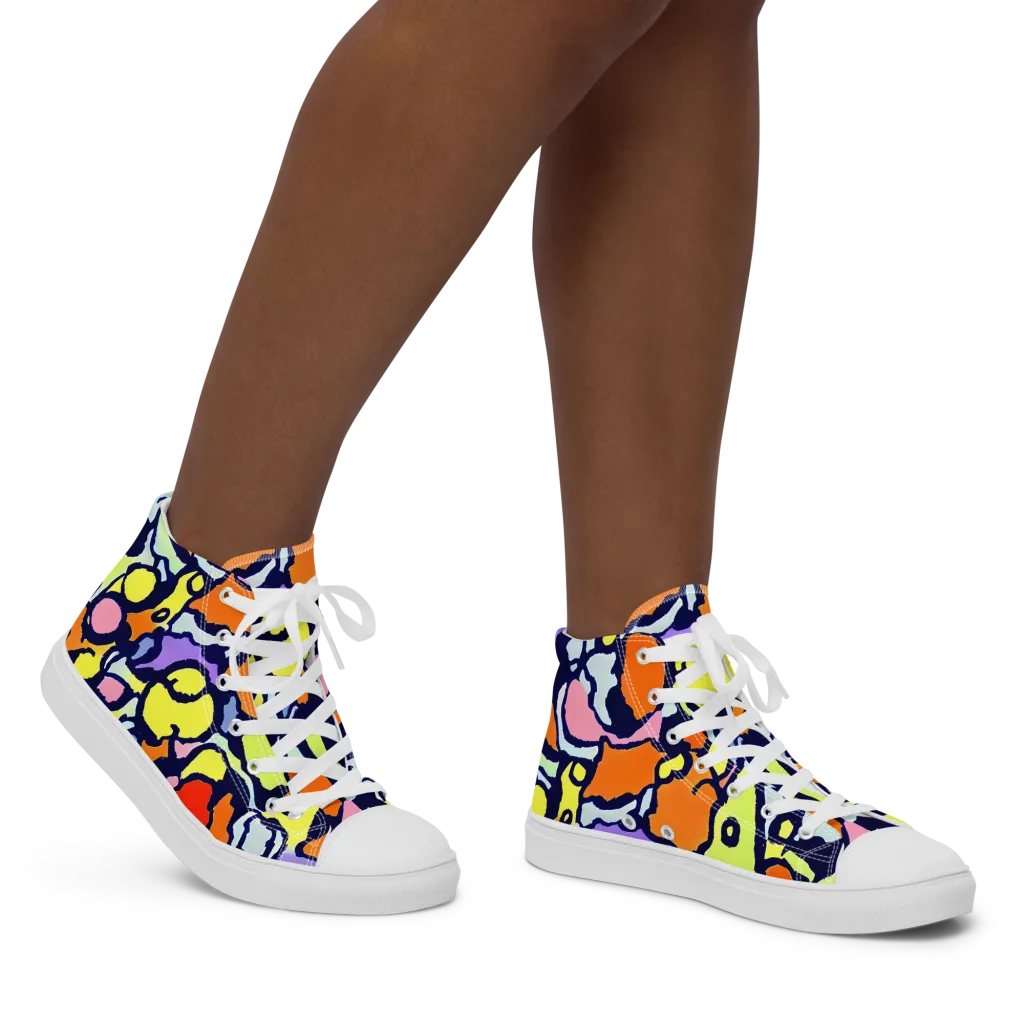 Electric Contour on Women's High Top Canvas Shoes — Right