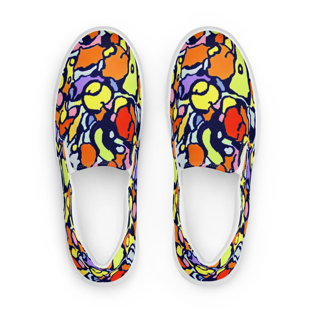 Electric Contour on Men's Slip-On Canvas Shoes — Front