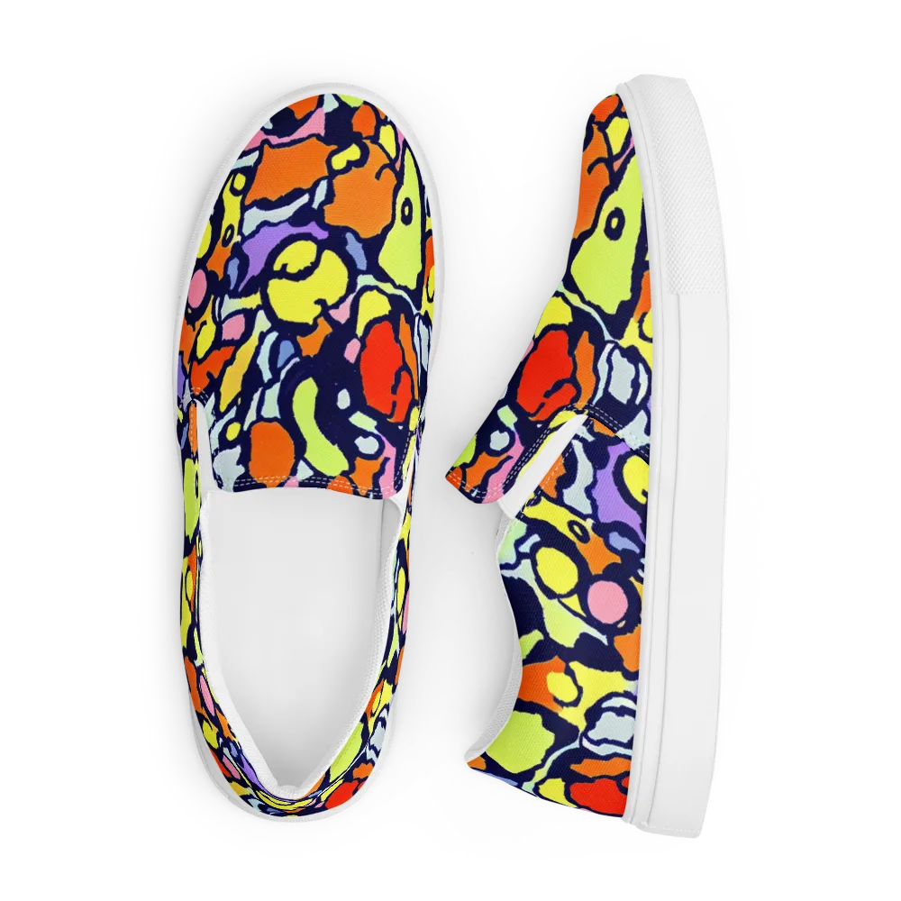 Electric Contour on Men's Slip-On Canvas Shoes — Front