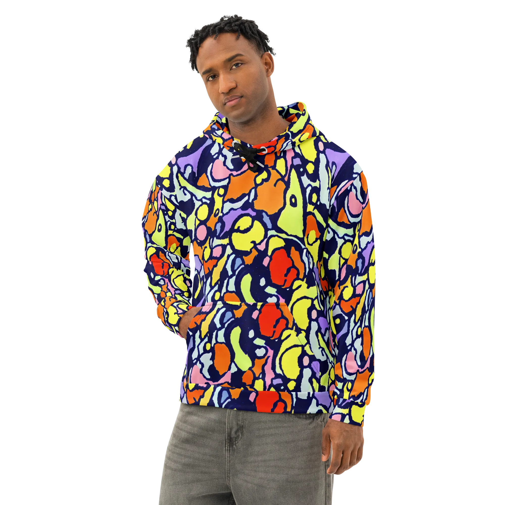 Electric Contour on Cotton Hoodie — Left Front