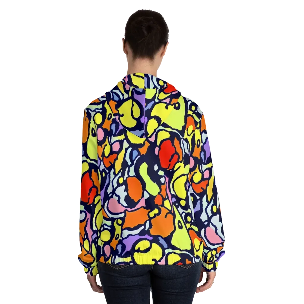 Electric Contour on Women's Full-Zip Hoodie — Back On Person