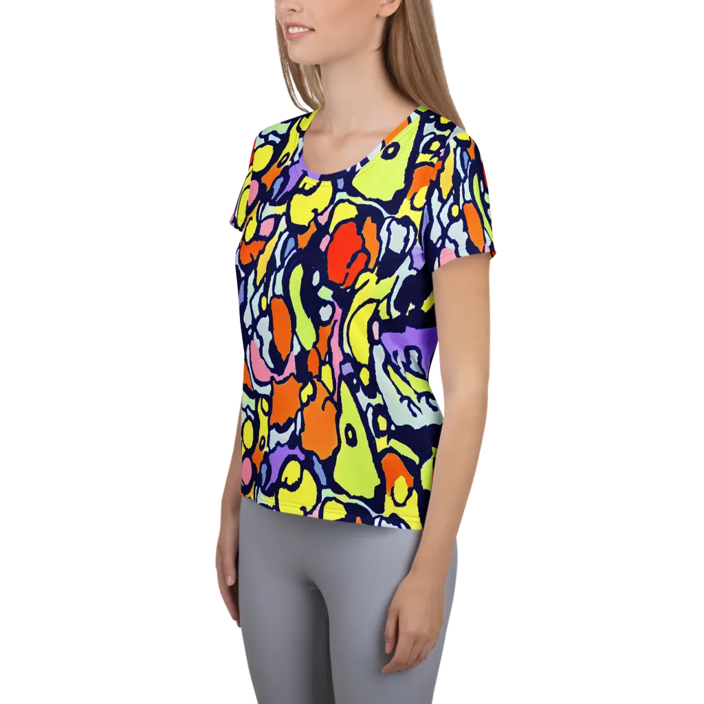 Electric Contour on Women's Athletic T-Shirt — Left