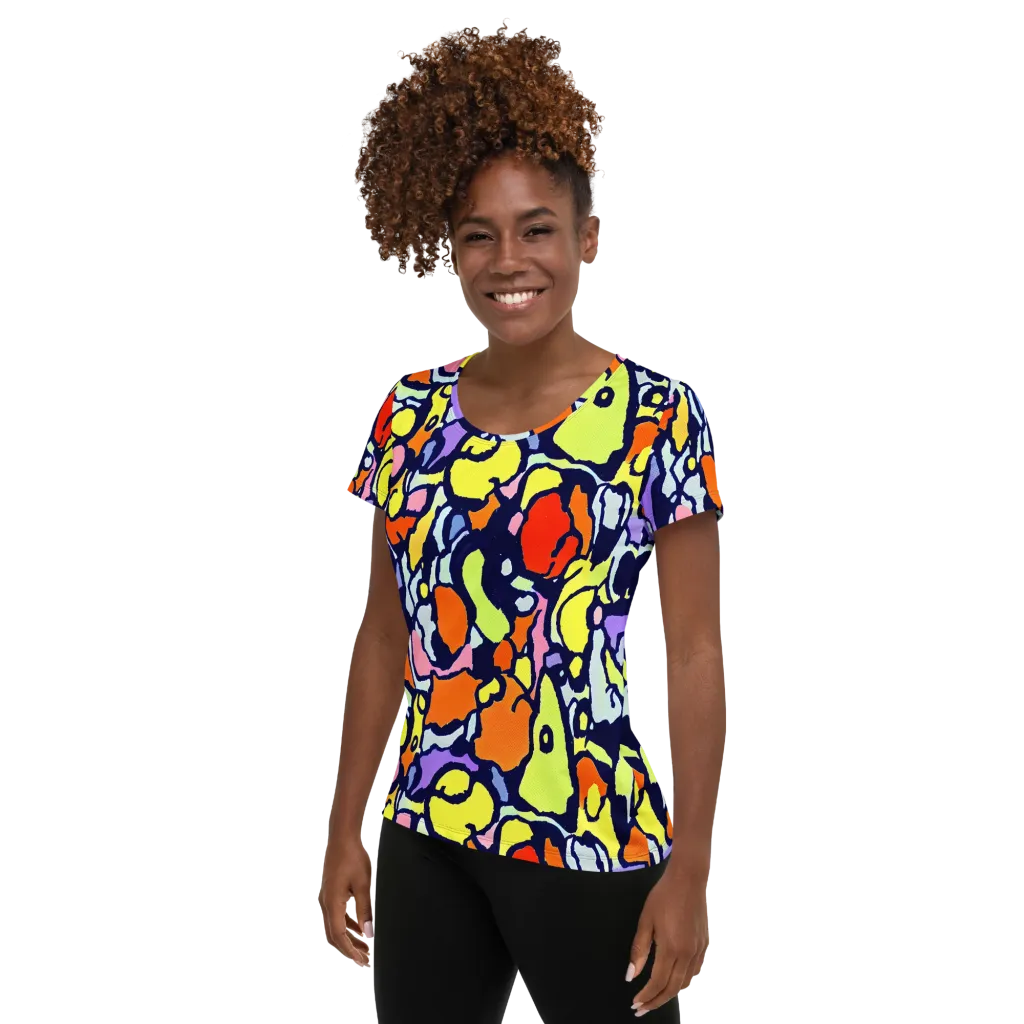 Electric Contour on Women's Athletic T-Shirt — Left