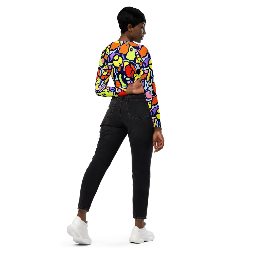 Electric Contour on Long Sleeve Crop Top — Right Back