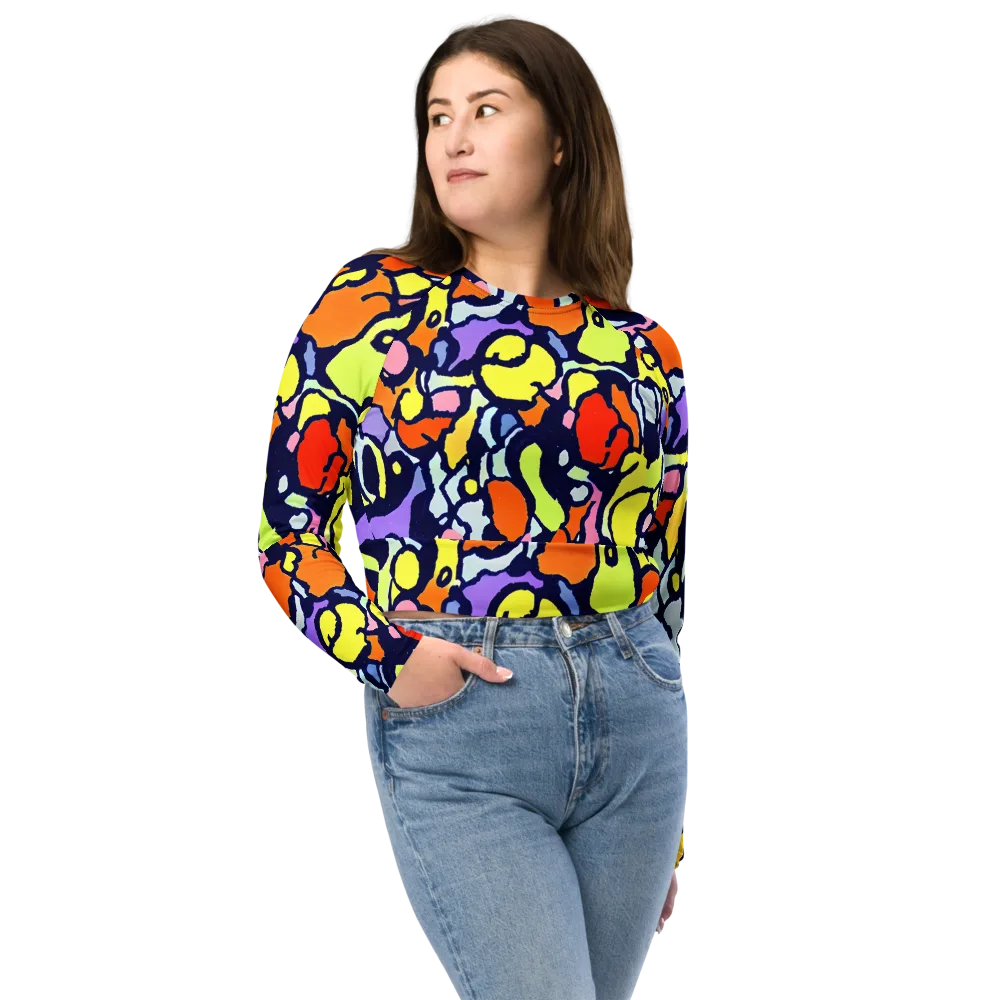 Electric Contour on Long Sleeve Crop Top — Front