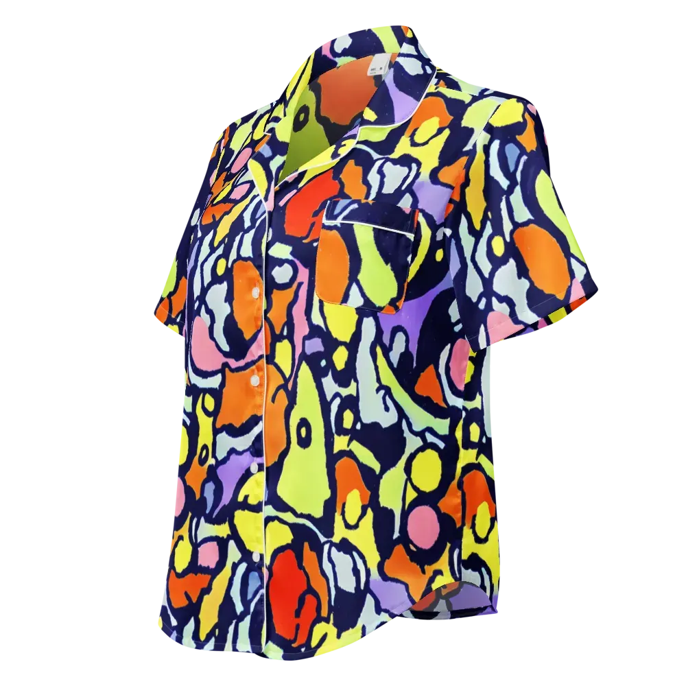 Electric Contour on Women's Short Sleeve Pajama Top — Left Front