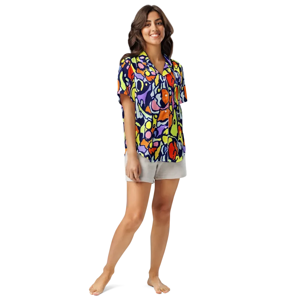 Electric Contour on Women's Short Sleeve Pajama Top — Front
