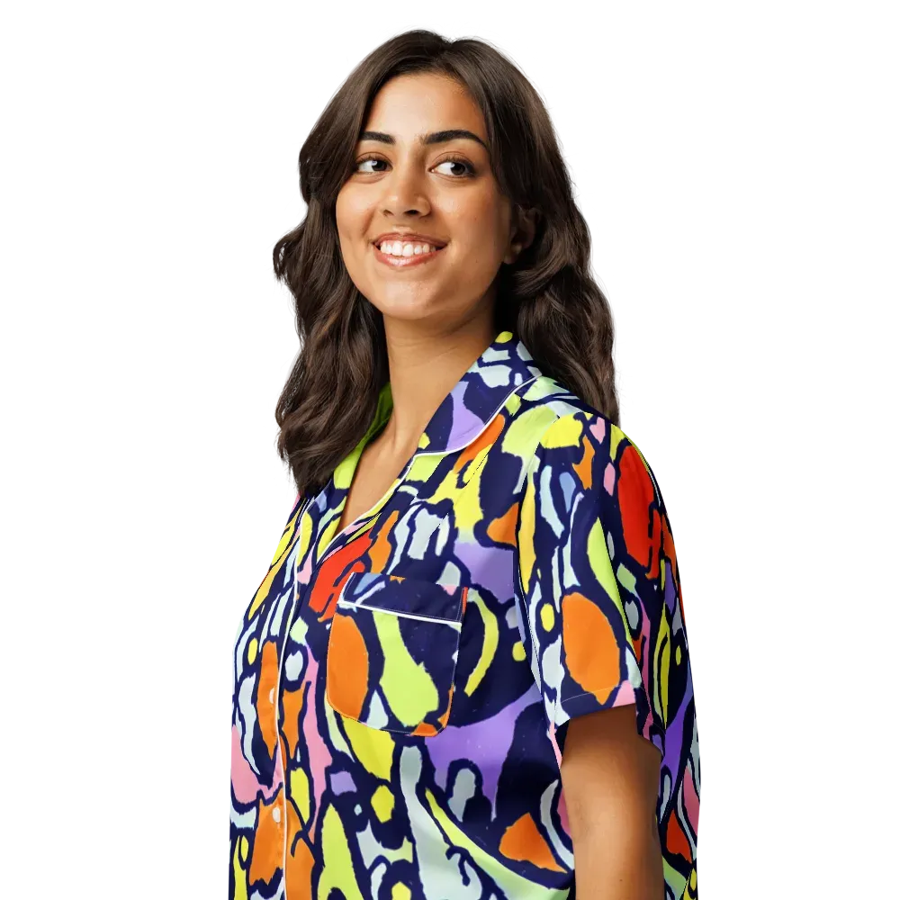 Electric Contour on Women's Short Sleeve Pajama Top — Left Front