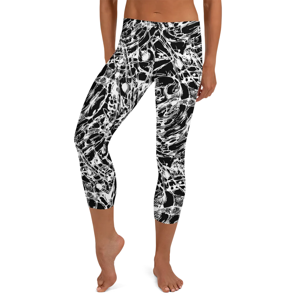 Ravenous Lines on Capri Leggings — Front