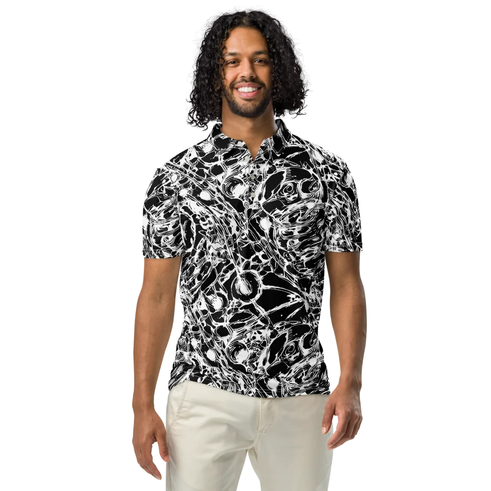 Ravenous Lines on Men's Slim Fit Polo Shirt — Front