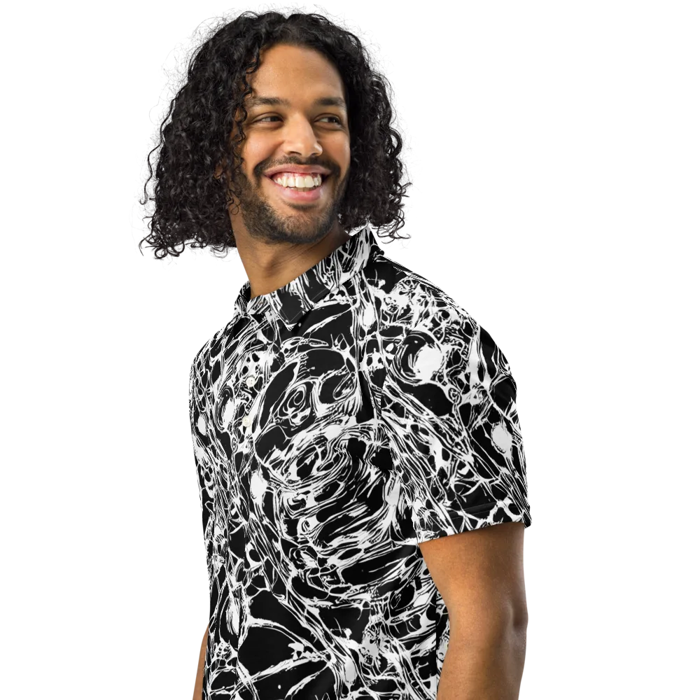 Ravenous Lines on Men's Slim Fit Polo Shirt — Left Front