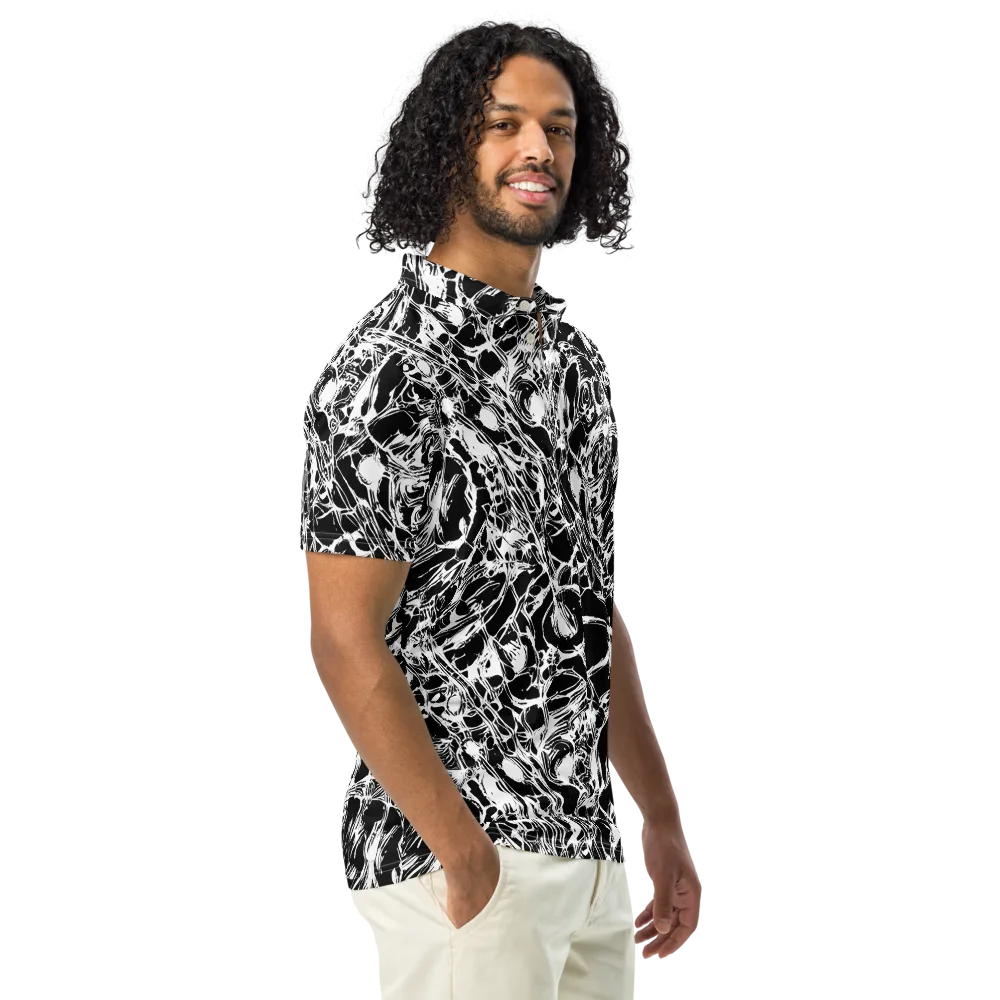Ravenous Lines on Men's Slim Fit Polo Shirt — Right Front