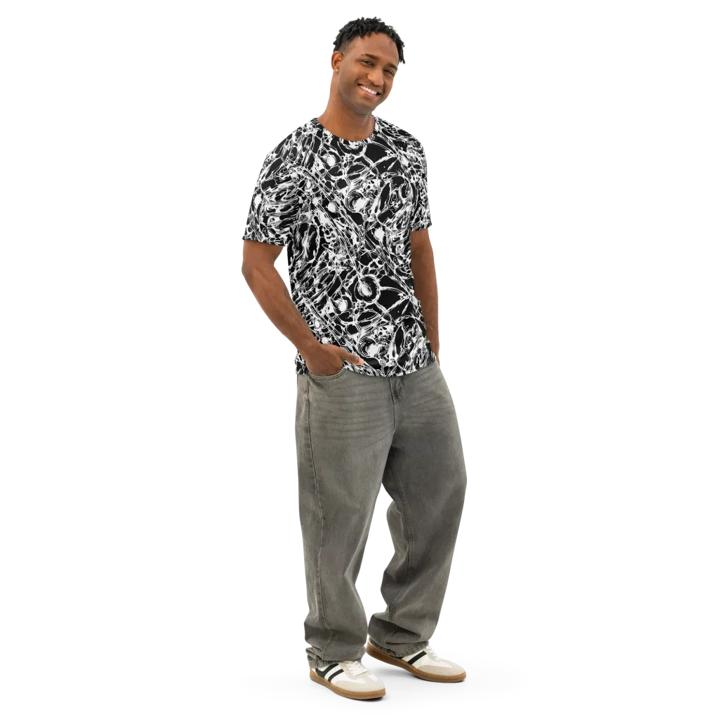 Ravenous Lines on Men's Cotton Crew Neck T-Shirt — Right Front