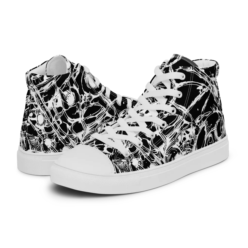 Ravenous Lines on Men's High Top Canvas Shoes — Left