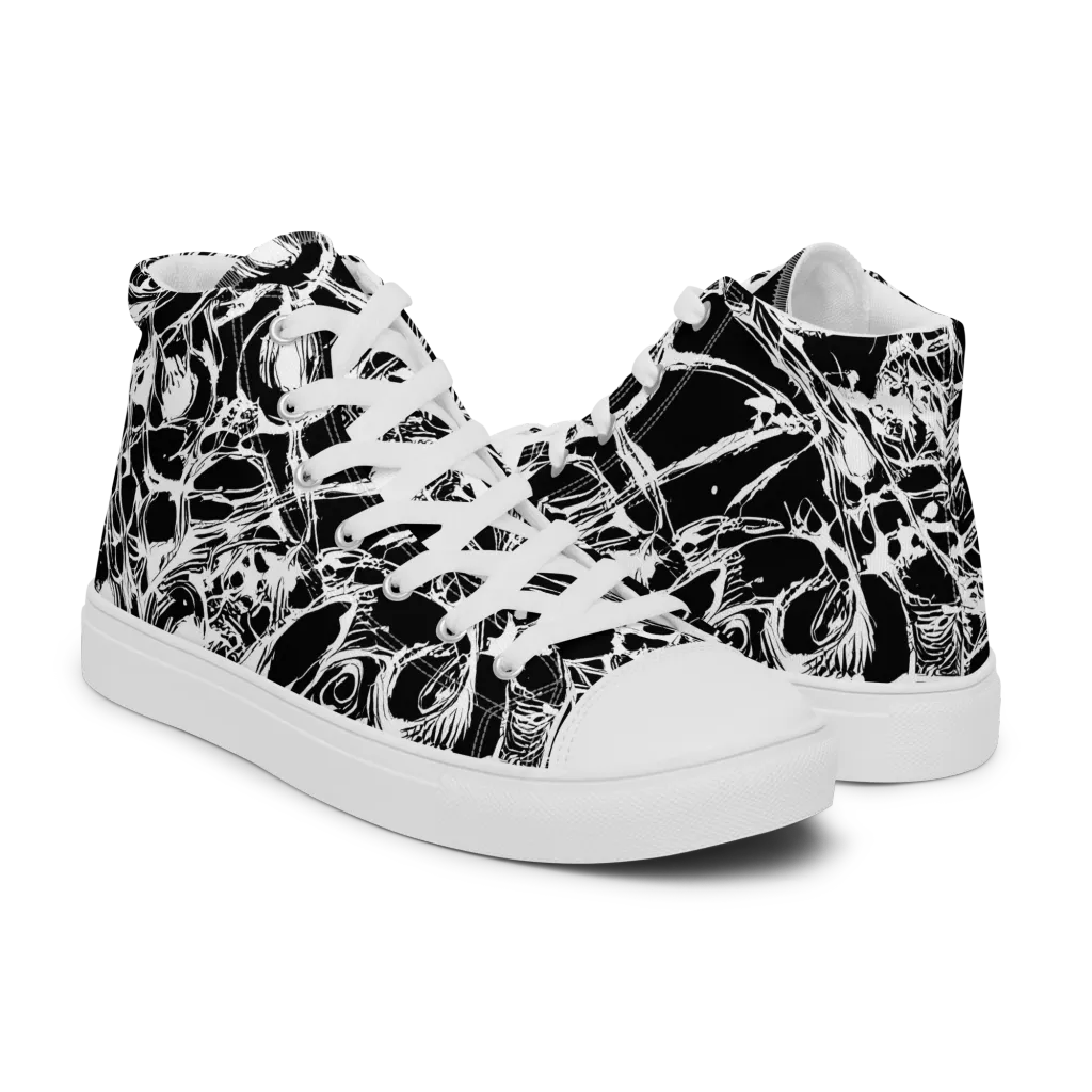 Ravenous Lines on Men's High Top Canvas Shoes — Right