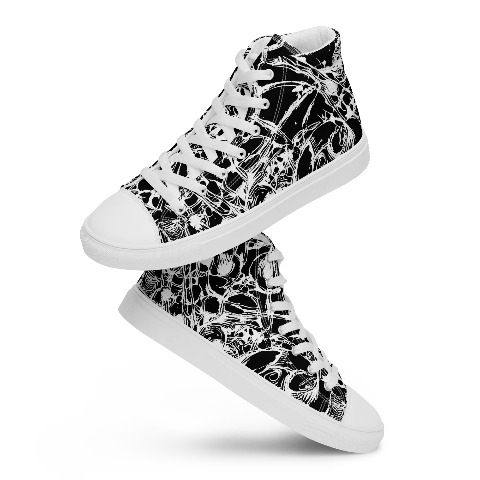 Ravenous Lines on Men's High Top Canvas Shoes — Front