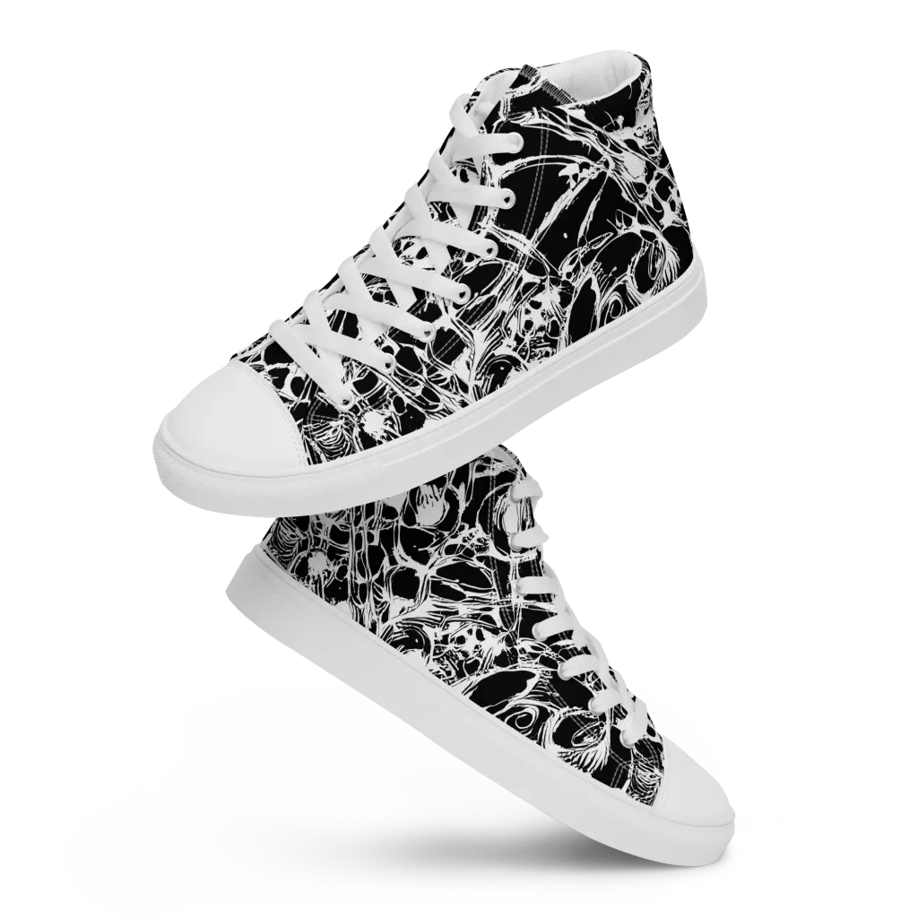 Ravenous Lines on Men's High Top Canvas Shoes — Front