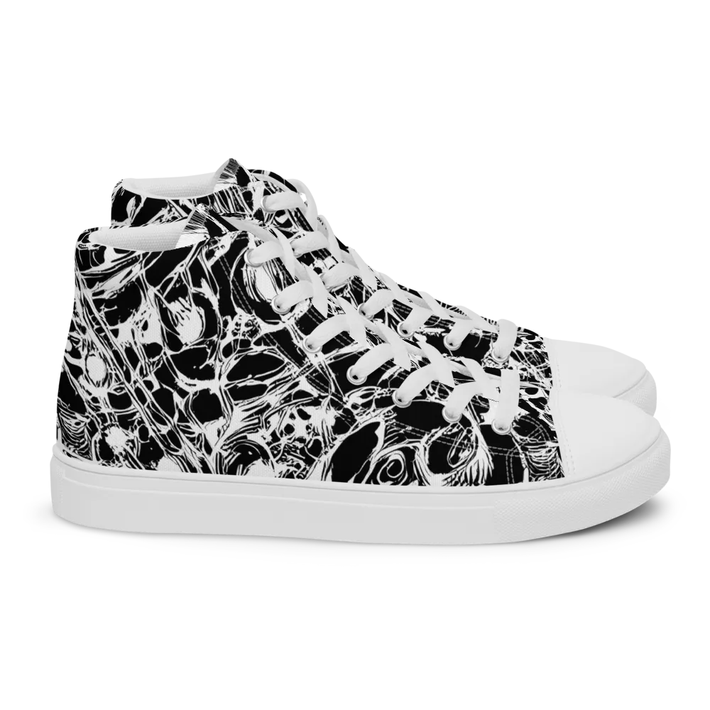 Ravenous Lines on Women's High Top Canvas Shoes — Right